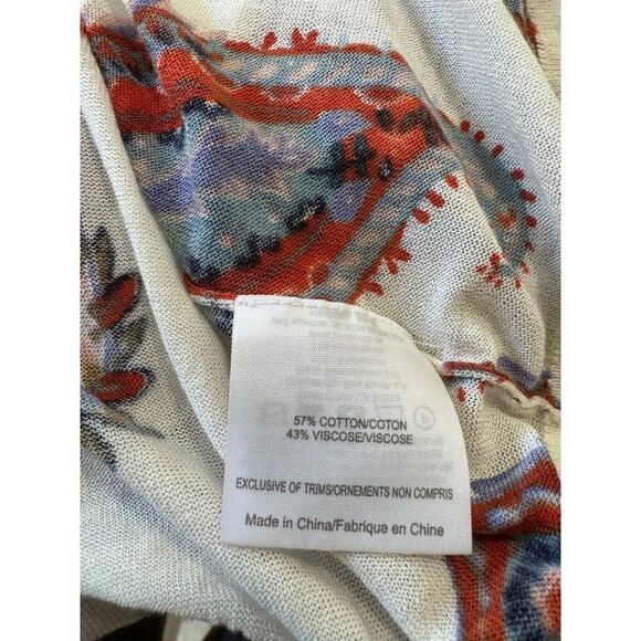 Tory Burch Women’s Paisley Long Sleeve Top Size M Cream Boho Luxury Blouse - Picture 8 of 9